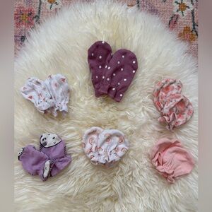 Bundle of 6 Baby Girl Newborn Mittens